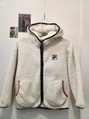 フィラ FILA アイボリー フリース キッズ フーディー ジップアップ