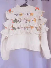 ザラ 花柄 フリル ニット
