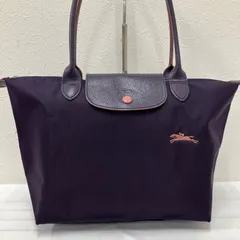 1106　LONGCHAMP　ロンシャン　トートバッグ　 ルプリアージュ　パープル×ピンク系　 ビルベリー　ナイロン　レザー　馬　ホース　 刺繍　レディースのサムネイル