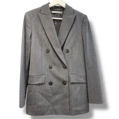 theoryluxe セオリーリュクス ダブルブレストテーラードジャケット 03-3304118-049-038 毛混 総裏 ストライプ柄 グレー 灰色 size38 レディース 冬 ゴーゴー古着久喜倉庫店 草3713