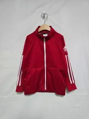 アディダス 起毛 トラックスーツ トラックジャージ ジャケット レッド キッズ 110 0310