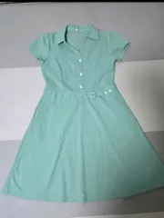 レディース洋服 スーツでありながらカジュアルなミント色 ONE PIECE KARA 半袖 ONE PIECE