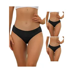 アレグラ ケー レディース アンダーウェア パンツ プラスサイズ ALLEGRA K 3 Packs Womens Underwear Midwaisted Hipster Panties Available In Plusize Black ブラック