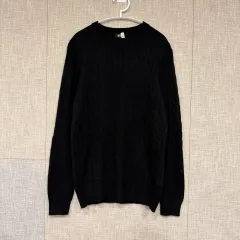 UNIQLO ウールカシミア ブレンド ケーブル編み ケーブルニット M ブラック ドライO