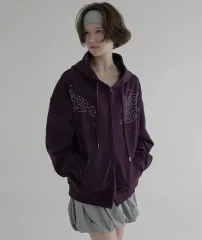 マーガリンフィンガーズ ローズ ファー ジップアップ フーディー PURPLE