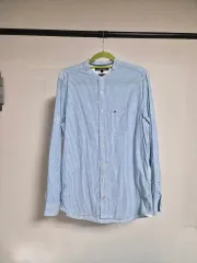 トミーヒルフィガー ストライプ ヘンリーネック 長袖 シャツ