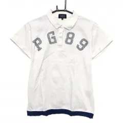 パーリーゲイツ 半袖ポロシャツ 白×ネイビー ロゴプリント  レディース 0(S) ゴルフウェア PEARLY GATES