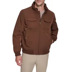 ドッカーズ メンズ アウター ジャケット・ブルゾン トール Big Tall Dockers Polytwill 2 Pocket Bomber Jacket Chocolate Brown ブラウンのサムネイル