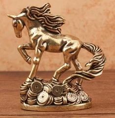 置物オブジェ】馬型コイン 真鍮製 開運 金運 風水 アンティーク 乗馬