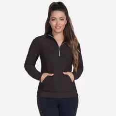 スケッチャーズ レディース トップス Tシャツ フリース Womenskechers GO LUXE Rib FleeceLined QuarterZipullover Dark Chocolateのサムネイル