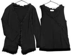 KUMIKYOKU 組曲 レース アンサンブル カーディガン size2/黒 ■◇ レディース