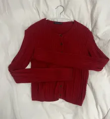 ブランディー メルビル レッド ケーブル編み カーディガン ニット