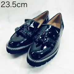 【新品 訳あり】モードエジャコモ　厚底タッセルローファー　23.5㎝　ブラックエナメルのサムネイル