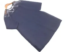 ZARA basic ザラ ベーシック レース 切替 ワンピース sizeS/紺 ■◇ レディース