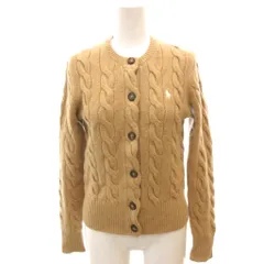 ポロ ラルフローレン POLO RALPH LAUREN カーディガン カシミヤ混 ケーブルニット ポニー刺繍 XS ベージュ /YJ ■GY42