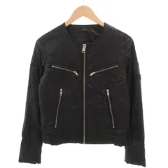 ディーゼル DIESEL パフジャケット ライダース ブルゾン ナイロン ノーカラー ジップアップ 中綿 S 黒 ブラック /YJ ■GY18