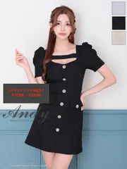 SALE ブラック [OK2948]【ANDY/アンディ】パワショル/ ボタン/ ハーフスリーブ/ ジャガード/ キャバドレス/ Dea by ROBEdeFLEURS Glossy/ ディアバイローブドフルール