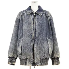 Miu Miu ミュウ ミュウ ブルゾン デニム ジャケット サイズ 42 レディース 2018年製 ロゴ ジップアップ ケミカルウォッシュ リブ アウター インディゴ イタリア製のサムネイル