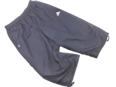 adidas アディダス 裏地メッシュ ロゴ 刺繍 ストライプ ハーフ パンツ sizeM/濃紺 ■◇ メンズ