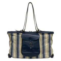 IL BISONTE(イルビゾンテ) ショルダーバッグ - アイボリー×ネイビー×マルチ ストライプ/2way レザー