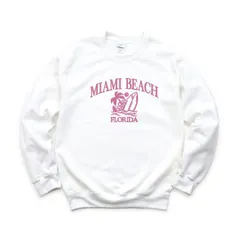 Simply Sage Market レディース トップス Tシャツ スウェット 刺繍 Simply Sage Market Embroidered Miami Beach Florida Sweatshirt White ホワイト