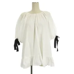 ザラ ZARA バルーンスリーブ ブラウス シャツ リボン ホワイト S 250904E