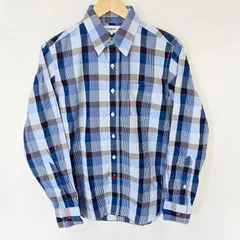 日本製◎(^w^)b TOMMY HILFIGER トミーヒルフィガー 長袖シャツ ボタンダウン チェック柄 コットン 綿100% シンプル カジュアル デイリー タウンユース ブルー 青 メンズ サイズM