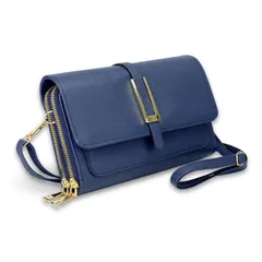 【新品】 [Hope Retailer] レディース ショルダーバッグ スマホポシェット スマホポーチ 斜めがけ 携帯ポーチ 財布 おしゃれ (Blue（青）)