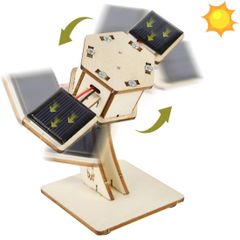 솔라 목제 입체 퍼즐, 여름 방학 공작 키트, 회전 위성 DIY 조립 3D 건축 장난감, 교육 완구, STEM 교육 과학 공예 모형 키트, 8-12 세 소년과 소녀 수제 키트, 자유 연구, 실험 키트