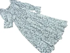 rienda リエンダ ドローストリング 総柄 フレア ワンピース sizeS/グレーｘ緑 ■◇ レディース
