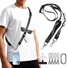 【新品】 [COMTAR] スマホストラップ 携帯ストラップ 【新改良・多機能】 幅2.5cmスマホショルダー 首掛け/斜め掛け/肩掛け/手首ひもまで 4WAY 対応 スマホ ショルダーストラップ 長さ調節自由 (45cm~75cm) 瞬時着脱便利 ナイロン素