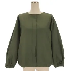 グローバルワーク GLOBAL WORK ノーカラー ブルゾン カーキ M 251107E