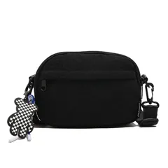 【新品】 [Jamport] しわナイロン生地 軽量 シンプル コンパクト ミニ ショルダーバッグ レディース (ブラック)