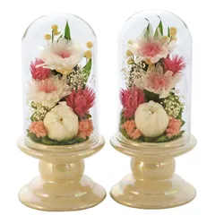【人気商品】（白系ミニ輪菊glass アートフォーシーズン△仏花 ピンク プリザーブドフラワー