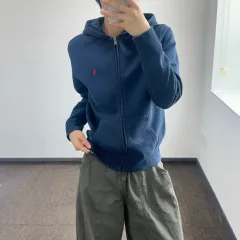 POLO ポロ レッドロゴ ネイビー フードジップアップ