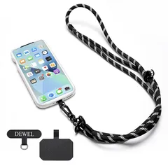【新品】 [DEWEL] スマホストラップ スマホショルダー 肩掛け 斜めがけ ネックストラップ 落下防止 紛失防止 軽量 耐久性 (ブラック)