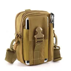 【新品】 TSUCIA 多機能ポーチ ウエストバッグ スマホポーチ 収納 マルチケース ベルト通し 撥水加工 旅行 アウトドア ハイキング 小物入れ コンパクト マルチウェストポーチ Molle対応 ショルダーストラップ付き (ベージュ)