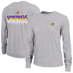 チャンピオン レディース トップス Tシャツ 長袖 Womens Champion Heather Gray Minnesota Vikings Core LongSleeve TShirt Mvk Grey グレー