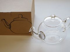 新品・未使用】まんまるポット・耐熱ガラスポット・取手竹製・直火対応 