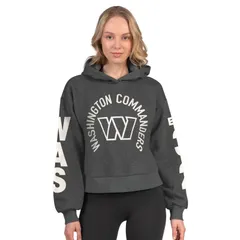 スターター レディース トップス Tシャツ クロップド フリース パーカー Womenstarter Heather Charcoal Washington Commanderstar Player Cropped Fleece Pullover Hoodie