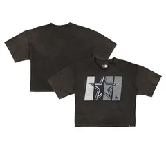 ニューエラ レディース トップス Tシャツ クロップド Womens New Era Black Dallas Cowboys Boxy Cropped Sport Night Mineral Wash TShirt Cow Black ブラック