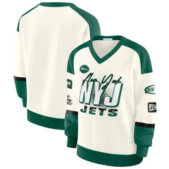 ウェア バイ エリン アンドルーズ レディース トップス Tシャツ Vネック スウェット Womens WEAR by Erin Andrews Cream New York Jets Racing