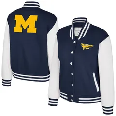 コロシアム レディース アウター ジャケット・ブルゾン フリース Womens Colosseum Navy Michigan Wolverines French Baguette Full Snap Fleece Jacket Mic Navy ネイビーのサムネイル