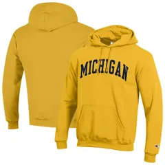 チャンピオン メンズ トップス Tシャツ フリース パーカー Mens Champion Maize Michigan Wolverines Basic Arch Fleece Pullover Ho
