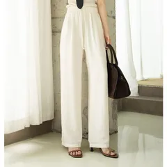 リネンパンツ レディース ワイドパンツ 綿麻 リネン 夏 新作 ウエストゴム 紐付き 涼しい 薄手 落ち感 ナチュラル系 ゆったり ストレート ハイウエスト 着痩せ 体型カバー 部屋着 外出着 カジュアル 動きやすい ロング丈 おしゃれ xiguo11