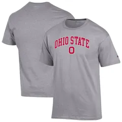 チャンピオン メンズ トップス Tシャツ ロゴ MensChampion Heather Gray Ohio State Buckeyes Arch Over Logo TShirt Osu Grey グレー