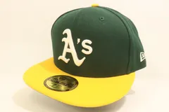 【中古】 NEW ERA メンズベースボールキャップ -- 59FIFTY Athletics ベースボールキャップ NEW ERA 59.6cm 緑 グリーン 黄 イエロー ロゴ