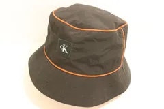 【中古】 Calvin Klein メンズハット -- リバーシブルバケットハット Calvin Klein -- 黒 ブラック オレンジ 橙