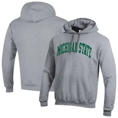 チャンピオン メンズ トップス Tシャツ フリース パーカー Mens Champion Heather Gray Michigan State Spartans Basic Arch Fleece Pullover Hoodie Msu Grey グレー
