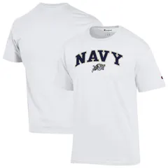 チャンピオン メンズ トップス Tシャツ ロゴ MensChampion White Navy Midshipmen Arched Logo TShirt Nvy White ホワイト